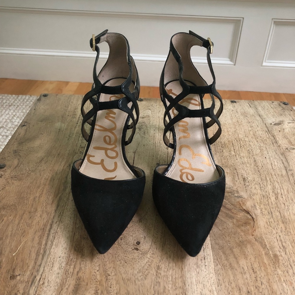 Sam Edelman Suede Strappy Pointed Toe Pumps